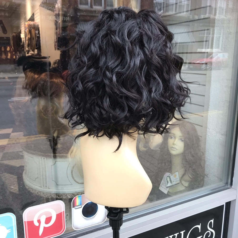 Wig DARK BROWN Swisslace Fulllace Curly fulllace - Picture 2 of 8